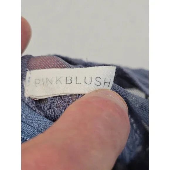 PinkBlush Blue Lace Mesh Overlay Maxi Dress Small Boho Fairy Feminine Empire Wai - Picture 4 of 8